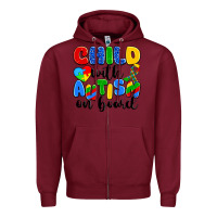 Burgundy child with autism on board Zipper Hoodie - Artiststas