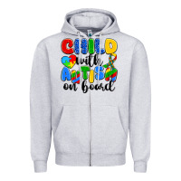 Heather Grey child with autism on board Zipper Hoodie - Artiststas