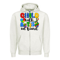 Oatmeal Heather child with autism on board Zipper Hoodie - Artiststas