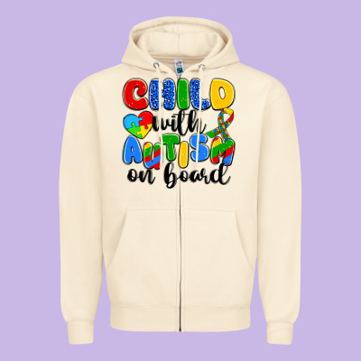 Child With Autism On Board Zipper Hoodie Designed By Artiststas