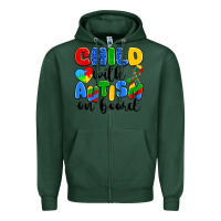 Sports Green child with autism on board Zipper Hoodie - Artiststas