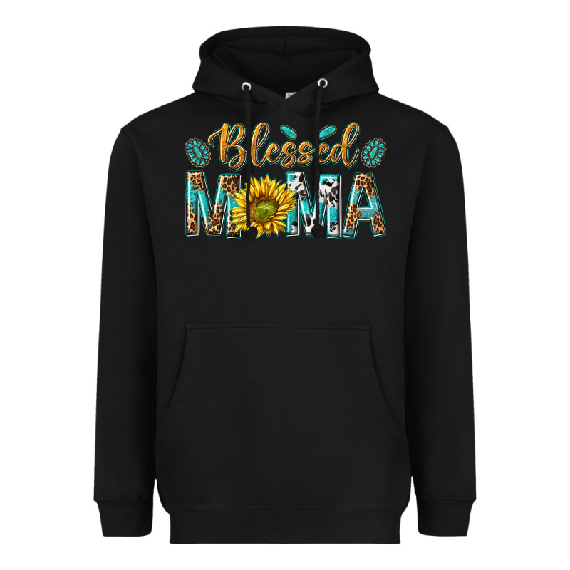 Western Blessed Mama With Leopard And Sunflower Heavyweight Hoodie by texasbilliewilder | Teevron