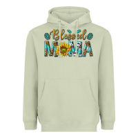 Matcha Western Blessed Mama with Leopard and Sunflower Heavyweight Hoodie - texasbilliewilder
