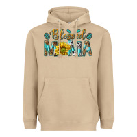 Mushroom Western Blessed Mama with Leopard and Sunflower Heavyweight Hoodie - texasbilliewilder