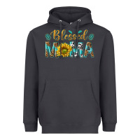 Smoke Western Blessed Mama with Leopard and Sunflower Heavyweight Hoodie - texasbilliewilder