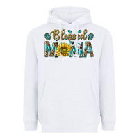 White Western Blessed Mama with Leopard and Sunflower Heavyweight Hoodie - texasbilliewilder