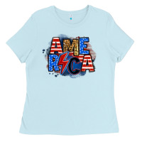 Baby Blue america lightning bolt Ladies Tee - Zillion Design Studio