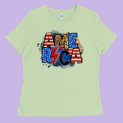 America Lightning Bolt Ladies Tee Designed By Zillion Design Studio