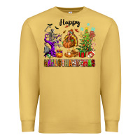 Antique Gold Happy Hallothanksmas Premium Sweatshirt - texasbilliewilder