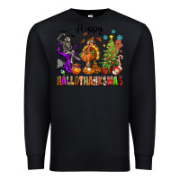Black Happy Hallothanksmas Premium Sweatshirt - texasbilliewilder