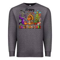 Charcoal Heather Happy Hallothanksmas Premium Sweatshirt - texasbilliewilder
