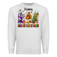 Oatmeal Heather Happy Hallothanksmas Premium Sweatshirt - texasbilliewilder