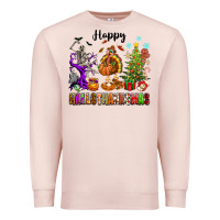 Pale Pink Happy Hallothanksmas Premium Sweatshirt - texasbilliewilder