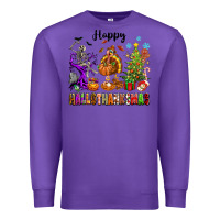 Purple Happy Hallothanksmas Premium Sweatshirt - texasbilliewilder