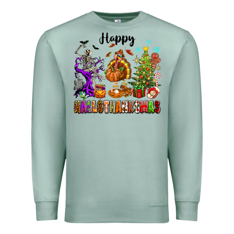 Happy Hallothanksmas Premium Sweatshirt by texasbilliewilder | Teevron