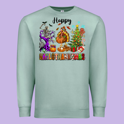 Happy Hallothanksmas Premium Sweatshirt Designed By Texasbilliewilder