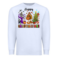 White Happy Hallothanksmas Premium Sweatshirt - texasbilliewilder