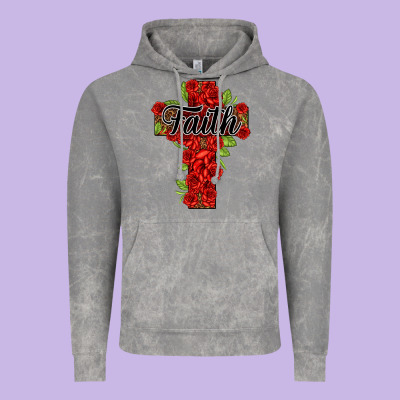 Faith Floral Cross Vintage Hoodie Designed By Nancycooperartshop
