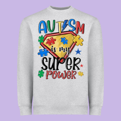 Autism Is My Super Power Heavyweight Sweatshirt Designed By Maliassmallbusiness