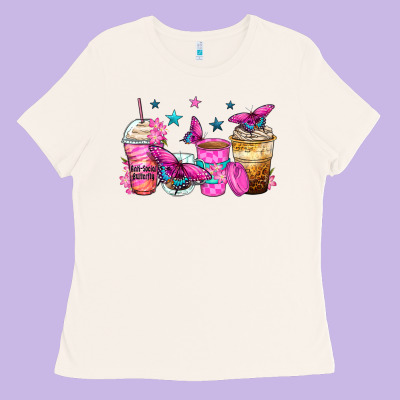 Antisocial Butterfly Coffee Cups Ladies Tee Designed By Zillion Design Studio
