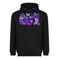 Black Cancer coffee cups purple ribbon Heavyweight Hoodie - NancyCooperArtShop