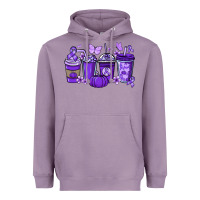 Lavender Cancer coffee cups purple ribbon Heavyweight Hoodie - NancyCooperArtShop