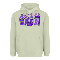 Matcha Cancer coffee cups purple ribbon Heavyweight Hoodie - NancyCooperArtShop