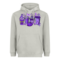 Moon Dust Cancer coffee cups purple ribbon Heavyweight Hoodie - NancyCooperArtShop
