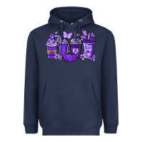 Navy Cancer coffee cups purple ribbon Heavyweight Hoodie - NancyCooperArtShop