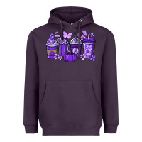 Plum Cancer coffee cups purple ribbon Heavyweight Hoodie - NancyCooperArtShop