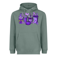 Sage Cancer coffee cups purple ribbon Heavyweight Hoodie - NancyCooperArtShop