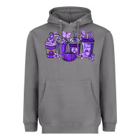 Storm Cancer coffee cups purple ribbon Heavyweight Hoodie - NancyCooperArtShop