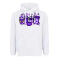 White Cancer coffee cups purple ribbon Heavyweight Hoodie - NancyCooperArtShop