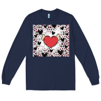 Navy valentine's day hearts Long Sleeve Tee - MaliasSmallBusiness