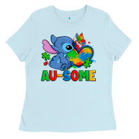 Baby Blue ausome stitch autism Ladies Tee - Zillion Design Studio
