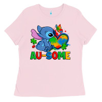 Bubblegum Pink ausome stitch autism Ladies Tee - Zillion Design Studio