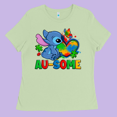 Ausome Stitch Autism Ladies Tee Designed By Zillion Design Studio