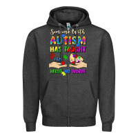 Charcoal Heather someone with autism has taught me love needs no wo Zipper Hoodie - Artiststas