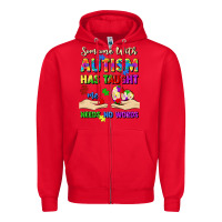 Red someone with autism has taught me love needs no wo Zipper Hoodie - Artiststas