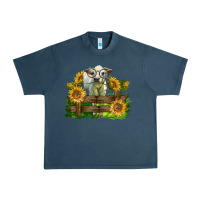 Midnight Navy charolais heifer with sunflowers Urban Heavy Tee - LillyAllenDesigns