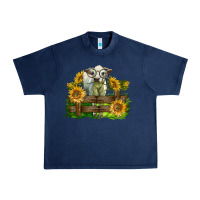 Navy charolais heifer with sunflowers Urban Heavy Tee - LillyAllenDesigns