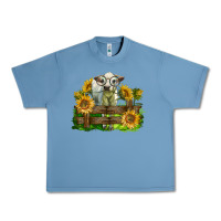Pebble Blue charolais heifer with sunflowers Urban Heavy Tee - LillyAllenDesigns