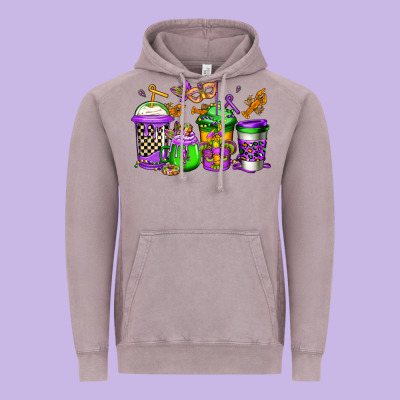 Mardi Gras Crawfish Coffee Vintage Hoodie Designed By Jasminsmagicworld