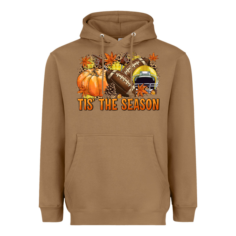 Tis' The Season Football Yellow Helmet Heavyweight Hoodie by NancyCooperArtShop | Teevron