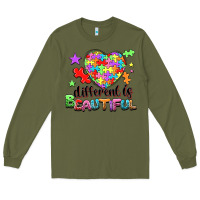 Army Green Different is beautiful Long Sleeve Tee - NancyCooperArtShop