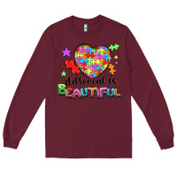 Burgundy Different is beautiful Long Sleeve Tee - NancyCooperArtShop