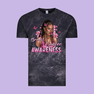 Breast Cancer Awareness Afro Woman Vintage Tee Designed By Nancycooperartshop