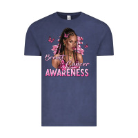 Vintage Denim breast cancer awareness afro woman Vintage Tee - NancyCooperArtShop