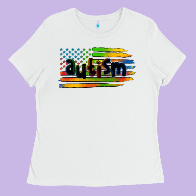 Autism American Flag Ladies Tee Designed By Zillion Design Studio