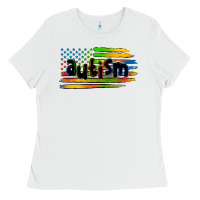 White autism american flag Ladies Tee - Zillion Design Studio